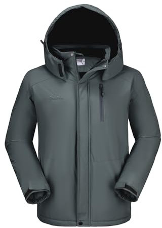 OutPro Herren Skijacke Vielseitige Winterjacke - Wasserdicht, winddicht, Perfekt für Outdoor-Aktivitäten und Winterwanderungen Grau,L
