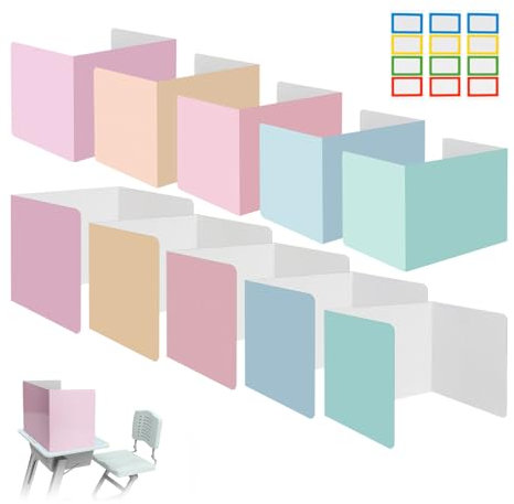 10 Pièces Séparateur de Bureau, Panneau de Séparation de Bureau Pliable, Cloison Bureau Couleur, Séparateur de Confidentialité de Table pour L'école, Le Bureau, La Bibliothèque (40 x 30 x 30 cm)