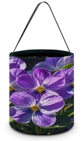 Violets in Bloom Bedruckter Süßigkeitenkorb, Halloween, Süßigkeitenbeutel, Geschenkeimer für Halloween-Party oder den täglichen Bedarf, Stil, Einheitsgröße