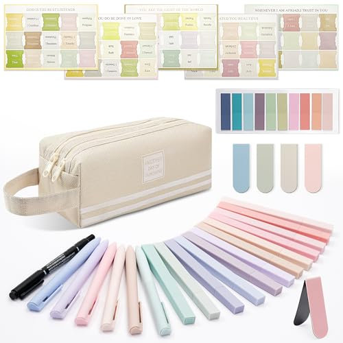 Vienrose Bibel Journaling Satz Bibelstudienzubehör, Bibel-Textmarker und -Stifte, 75 Englische Bibelregister Bibel-Tabs, Bibel Journaling Zubehör, Bibelstudien Tools für Frauen
