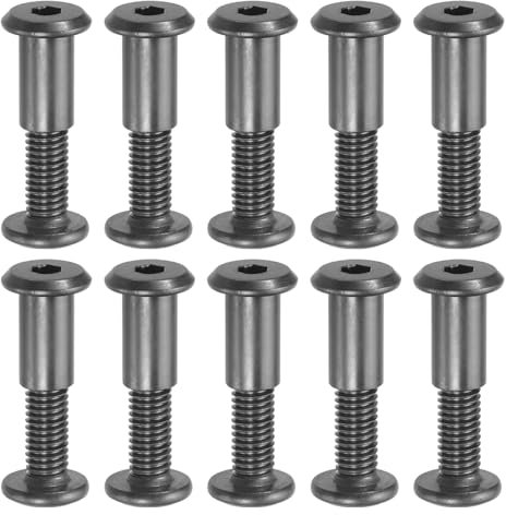 PATIKIL M8 x 20 mm Vis Chicago à Tête Hexagonale, 10 Ensembles Vis de Fixation pour Boulons, Écrous à Tête Creuse, pour Scrapbooking, Ceinture, Album Photo, Réparation de Meubles, Noir
