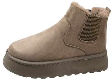 Argumub Charmella Boots, Winterstiefel für Damen, Schlupfstiefeletten mit Fellfutter (Khaki, Erwachsene, 39, Numerisch, EU Schuhgrößensystem, M)