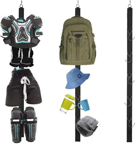 MINZHI Tragbarer Hockey-Aufhänger,5-Haken Tragbarer Kleiderbügel für Hockeyausrüstung,Hockey-Kleiderbügel zum Aufhängen,Geeignet für Familien, Reisen, Outdoor, Camping und Lagerung von Sportgeräten