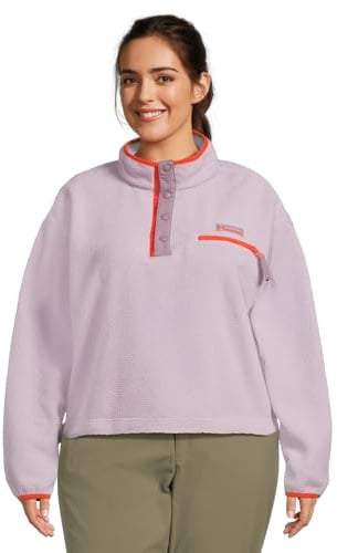 Columbia, Helvetia II Cropped-Fleece für Damen, halblange Druckknöpfe, Lavendel/Hellviolett/Zing, Größe XL