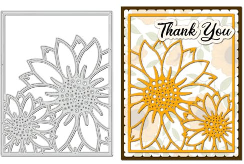 BENECREAT Sonnenblumen-Metallstanzform für Scrapbooking, Sonnenblumen-Stanzungen für die Kartenherstellung, Hintergrundrahmen-Präge-Stanzungen für Scrapbooking, Fotoalbum, Stempeldekor