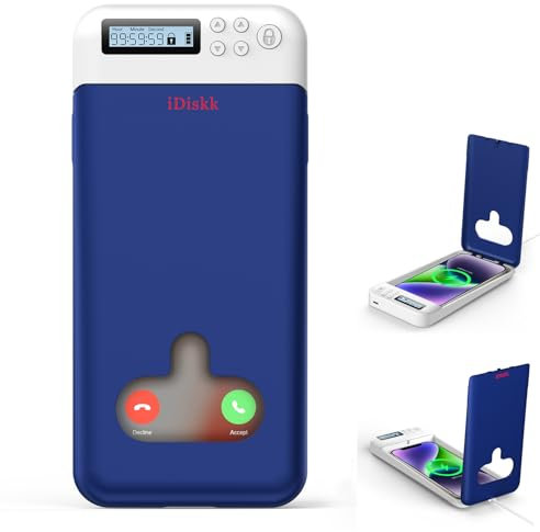 【NEW】iDiskk Phone lock box,Phone Jail,timer lock box for Android Phone/iPhone(Max 6.7inch), Self-control timed locker box for phone addition/temptation (Blue)