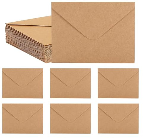 CBRAEXY Umschläge, 50 Stück Vintage Kraft, Nassklebung, Geeignet für Karten & Fotos