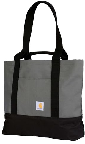 Carhartt Classic Vertical Open Tote Bag, Durable Water Repellent Material W/Hand and Shoulder Straps, Gravel, 18L