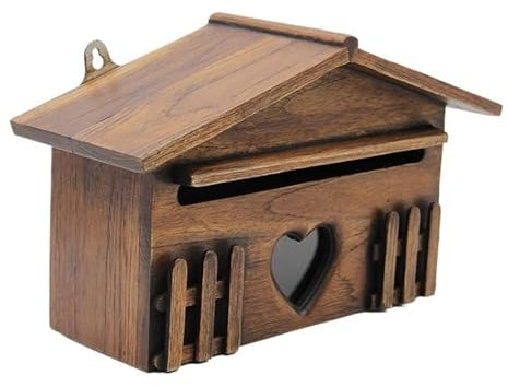 AYWTIUN Wandbriefkasten Briefkasten for den Außenbereich, Briefkasten aus Holz, abschließbarer Briefkasten zur Wandmontage, sicherer Briefkasten, Vorschlagskasten, Gartendekoration