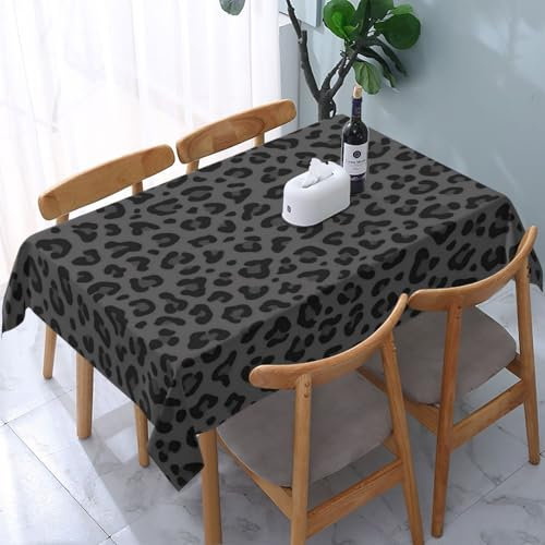 HDTVTV Leopard Print In Black And Gray Leopard Spots, Tablecloth, Waterproof Dust-Proof Tabletop Wrinkle Resistant Table Cover - 137 X 183 cm