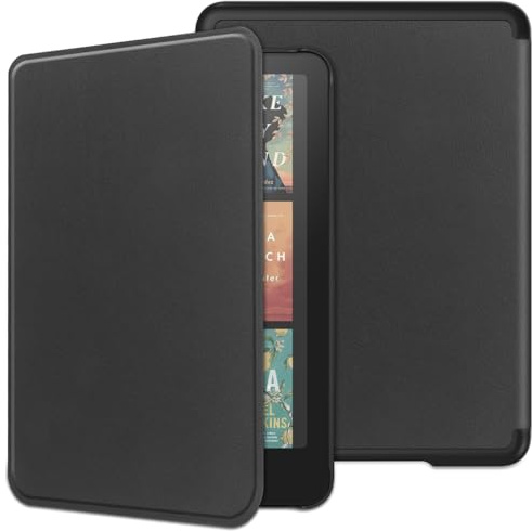 Kepuch Custer Hülle für Kindle Paperwhite 12th 2024, Paperwhite Signature Edition 12th, Colorsoft Signature Edition 1st,Smart PU-Leder Hüllen Schutzhülle Tasche Case Cover - Schwarz