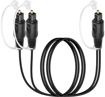 GELRHONR Toslink Digital Optical Audio Cable Splitter 1 in 2 Out Digital Fiber Optic Audio Splitter con tappi antipolvere appesi per TV, DVD, HDTV, casa, soundbar, amplificatore (1M Male)