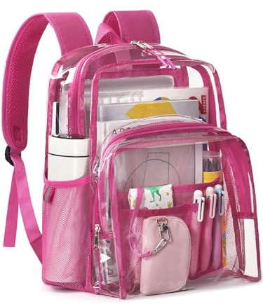 QOECI Sac à dos transparent pour l'école, 43,2 cm, grand sac à dos transparent en TPU résistant pour garçons, filles, femmes, hommes, pour le sport universitaire