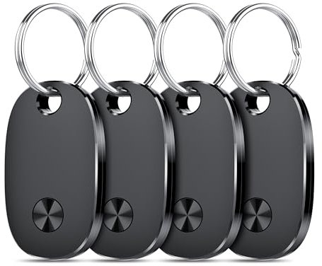 Air Traceur Tag Lot de 4, Smart Tag Fonctionne avec Apple Find My (iOS Uniquement), Batterie remplaçable, IP67 Étanchéité Localisateurs D’Objets Bluetooth Tracker pour Valises/Portefeuilles/Clés/Sacs