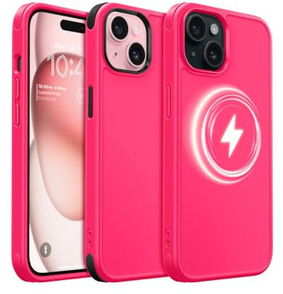 MobNano Cover per iPhone 13/14, Compatibile con MagSafe, Custodia Opaca Antiurto, 2 Stili di Colore Intercambiabili, Protezione Slim Fit Anti-Graffio Cover iPhone 13/14 - Rosa