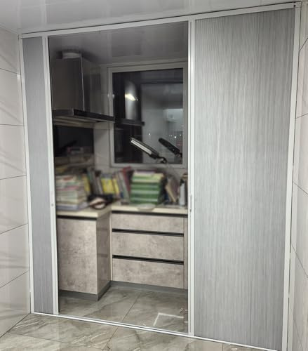 Porte AccordéOn Coulissante Pliante Porte pliante blanche de 203 cm de haut pour cuisine, cloison accordéon alvéolaire occultante à 2 panneaux avec poignée, petite cloison plissée pour préserver l'int