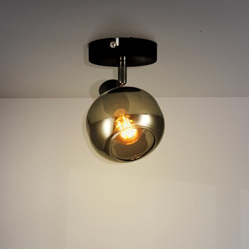 M Ledme - Deckenleuchte Serie Glass 1 Spot, LED Innenstrahler für Decken E14, LED Deckenleuchte Innen Schwarz Finish (Leuchtmittel nicht enthalten)