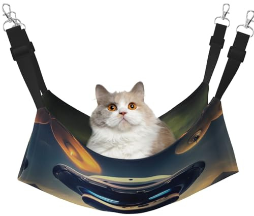 WBQLSL UFO Landing Hängematte, mittelgroß, bedruckt, für Katzen, Frettchen, Welpen, Kaninchen, Kleintiere