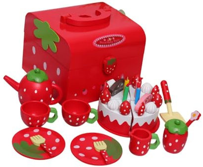 harayaa Juego de Pastel de cumpleaños y Fiesta de té, Juego de Fiesta de té para niños y Tetera, Taza de té, Platos de Juego, Juguete de Princesa