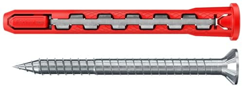 Fischer 50x HybridPower T, Tasselli Prolungati in Nylon e Acciaio con Vite Svasata Piana Torx, Sicuro come un Ancorante Metallico e Facile da Installare come un Tassello in Nylon, 577365