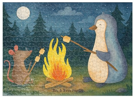 Mr. & Mrs. Panda Puzzle Pinguin Lagerfeuer Design 551 Teile - Geschenk, 2000, 1000, Maus, 1500, 500, Job, Grillen, 300