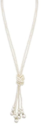 OIXYEY 1 Stück Perlenkette Damen, 1920S Gatsby Kostüm Accessoires, Perlenkette Lang, Weiße Perle, Elegante Künstliche Perlen-Halskette, Für Damen Date Abend Karneval Party Abschlussball, 120 Cm