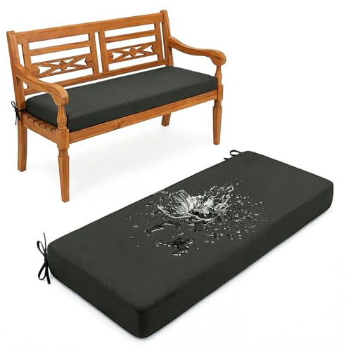 Aocase 5cm Dick Sitzbank Kissen 200x45cm Bankauflage Bankkissen Sitzkissen Bank mit Rutschfester Unterseite, Indoor Outdoor Abnehmbarem Sitzauflage Gartenbankauflage Sitzpolster, Dark Gray