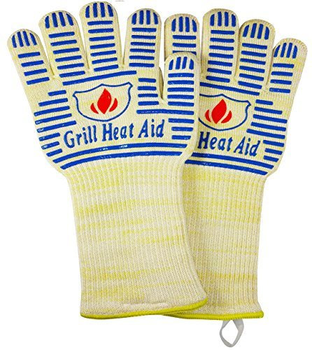 932° Ultra Extreme Hitze Grill Handschuhe für Raucher, Backofen & Outdoor Grill - Kevlar Nomex BAU (Large - Extra Large, Blau)