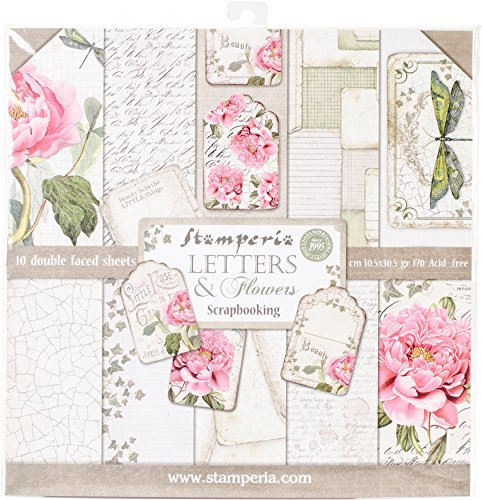 Stamperia Letters and Flowers Scrapbooking Pad 30x30
