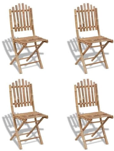 vidaXL 4X Bambus Klappstuhl Gartenstuhl Gartenmöbel Klappstühle Balkon Sühle
