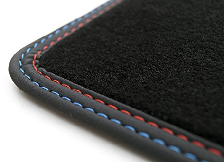 Kofferraummatte X5 F15 Velours Automatte Premium Schutzmatte Kofferraum Matte Schwarz Doppelnaht Rot Blau M-Edition