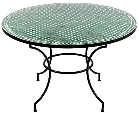 albena Marokko Galerie 15-130 Hamra Marokkanischer Mosaiktisch ø 120cm rund (Hamra: grün/Weiss)