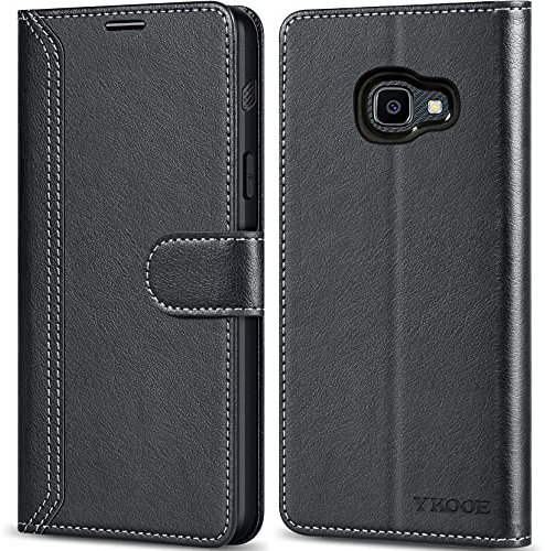 ykooe Hülle für Samsung Galaxy Xcover 4, Samsung Galaxy Xcover 4S Hülle, Hochwertig PU Leder Tasche Handyhülle für Samsung Galaxy Xcover 4/4s Schutzhülle, Schwarz