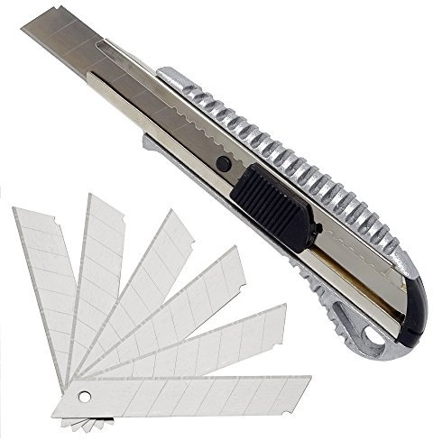 SBS Profi Alu Cuttermesser | 18mm Teppichmesser | incl. Ersatzklingen | Menge wählbar - 100 Klingen