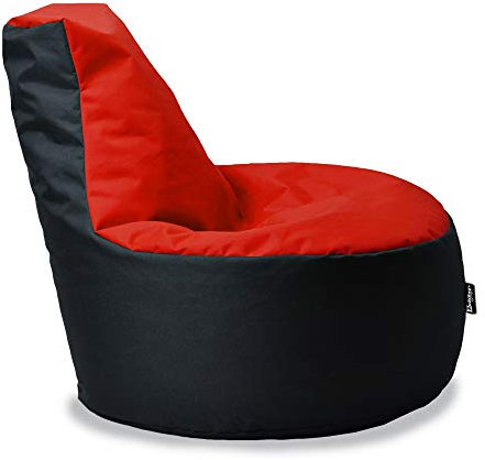 Sitzsack Gamer Beanbag 62 Farben Indoor Outdoor Sitzsäcke Bean Bags Gaming Sitzkissen Erwachsene Riesensitzsack Kinder Lounge Boden-Sitzsack Schule Kindergarten Tobekissen 80cm Durchmesser,Rot-Schwarz
