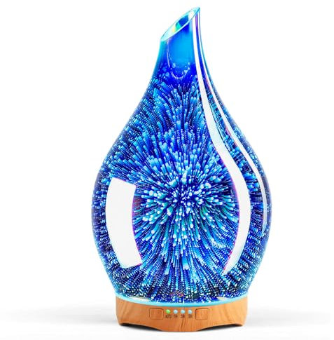 Porseme 280ml Large Glass Scented Oil Diffuser,3D Aromatherapy Humidifiers,Color Changing Cool Mist Essential Oil Diffuser with Timer,BPA Free and Waterless Auto-off Diffuser for Home Office