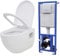vidaXL Toilette Murale avec Réservoir de Chasse Caché Céramique Salle de Bain