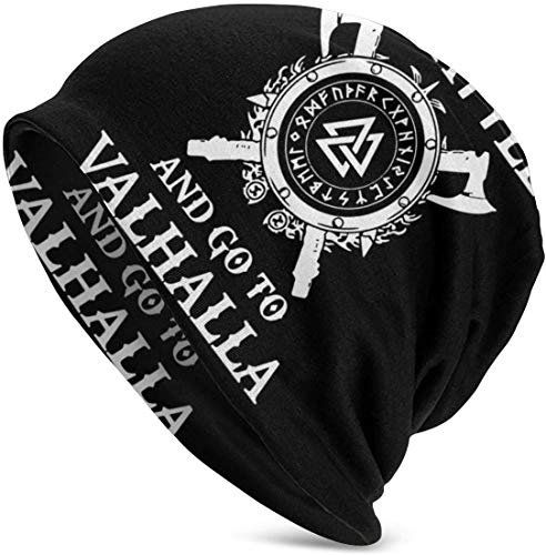 FeFeStore Strickmütze 'Die in Battle and Go to Valhalla' - Unisex Beanie Cap für Männer und Frauen - Stretch Casual Slouchy Mütze