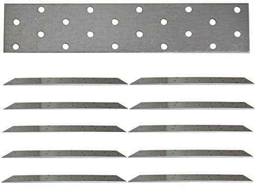 Pack of 10pcs Flat Connecting Joining Plates Repair Connector Mending Galvanised Z275 Brace Bracket Perforated Metal Steel Sheet Timber Wood Fixing Heavy Duty (200 x 40 x 2mm) 8 x 1.5