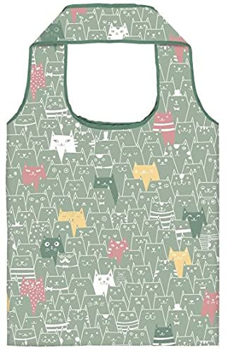 Moses Shopper ECO faltbar Katze 40 x 66 cm Polyester grün