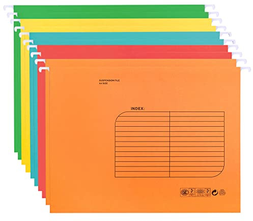 25 Stück Hängemappen A4,mit Tabs und Karteneinsätzen(Gemischte Farbe) | für Schule, Zuhause, Büro