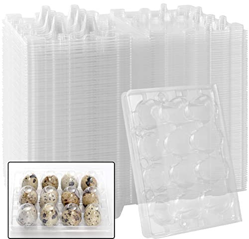 KEILEOHO 150 Stück 12 Gitter klare Wachteleier-Kartons, Kunststoff Wachteleierspender Halter Case, Stapelbare Wachteleierschalen Bulk Aufbewahrungsbox für kleine Eier, Fasan, Tauben, Huhn