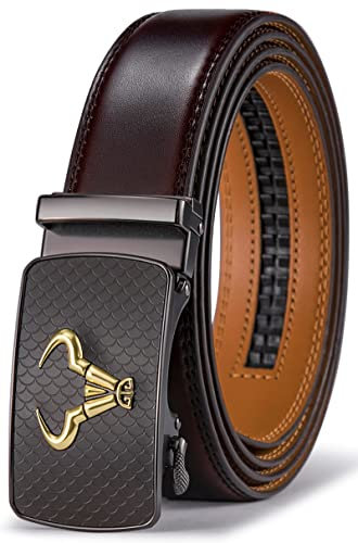 BULLIANT Gürtel Herren, Gürtel Ratsche Ledergürtel Automatikschließe für Herren Anzug Business Kleidung,Breit 35mm,Größe Angepasst(Kaffee Braun-135cm/40-46 taille verstellbar)