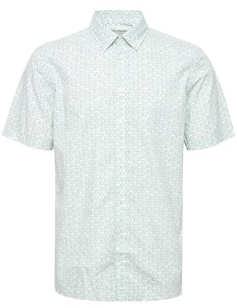 CASUAL FRIDAY CFAnton AOP Shirt Herren Kurzarmhemd Herrenhemd Hemd Button-Down-Kragen Gemustert Regular Fit, Größe:XL, Farbe:Snow White (110602)