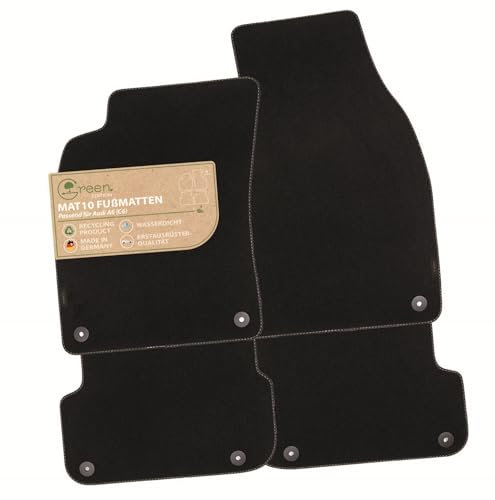 MAT10 Green Edition – Auto-Fußmatten passend für Audi A6 (C6) (BJ 06/2006-08/2011, Typ 4F) | nachhaltiges Velours | Automatten-Set, 4-teilig | Made in Germany, Erstausrüsterqualität