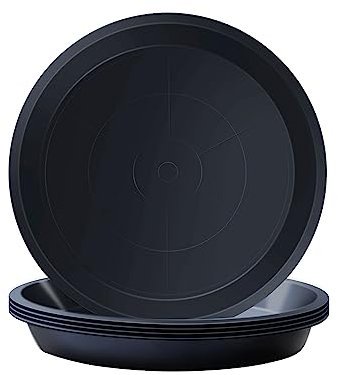Kunjocy Confezione da 5 sottovasi rotondi da 11,5 cm, per piante da giardino, in plastica, per interni ed esterni, adatti per vasi fino a 10 cm (nero, esterno 11,5 cm)
