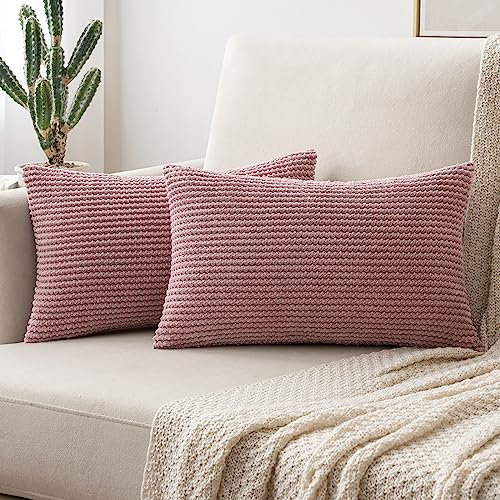 MIULEE 2er Set Kissenbezug Dekokissen Kissenbezüge Kissenhülle Zierkissen Sofakissen Kordsamt Deko Weich Couchkissen Bezug Kissenhüllen für Sofa Wohnzimmer Polsterkissen 30x50 cm Rosa Lila