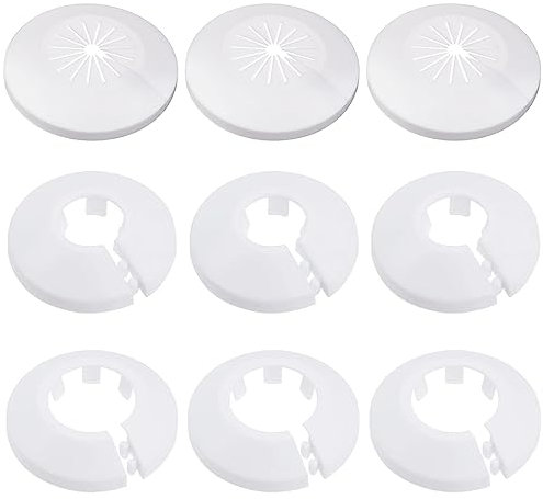 9 Pièce Rosaces Simples de Radiateur, Cache Tuyau, Rosace Radiateur, Cache Tuyau Radiateur, Radiateur de Tuyau, Radiateurs de Tuyau en Plastique, Pour Chauffage, Couvercle (3 Modèles)