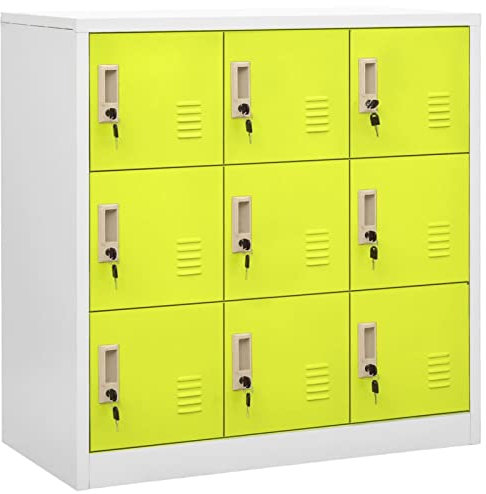 Festnight Schließfachschrank Spind 2 STK Schließfachschrank mit 9 Fächer Metallschrank Spintschränke Büroschrank Schließfächer Hellgrau Und Grün Stahlschrank Lagerschrank 90x45x92,5cm cm