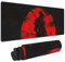 Japanese Samurai Cool Anime Red and Black Flower Mouse Pad XL Extended Mat, Non Slip Rubber Base Stitched Edge Gaming Pc Desktop Large Mice Pad 31.5 X 11.8 Inch